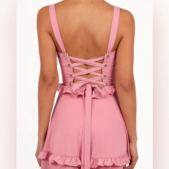 Mauve tiered corset maxi dress medium - Picture 6 of 6